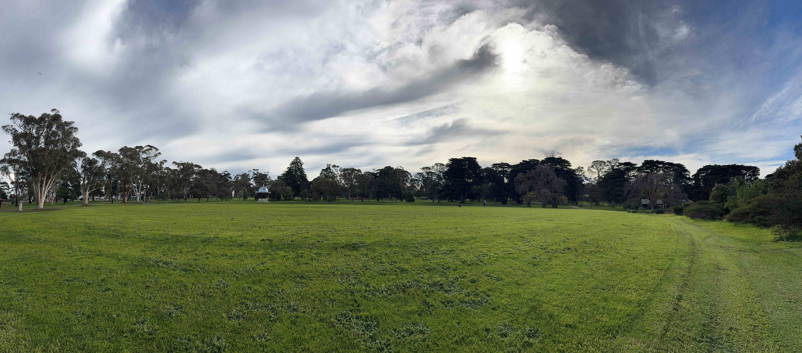 Panoramic view looking west across the oval at Eastern Park No. 3