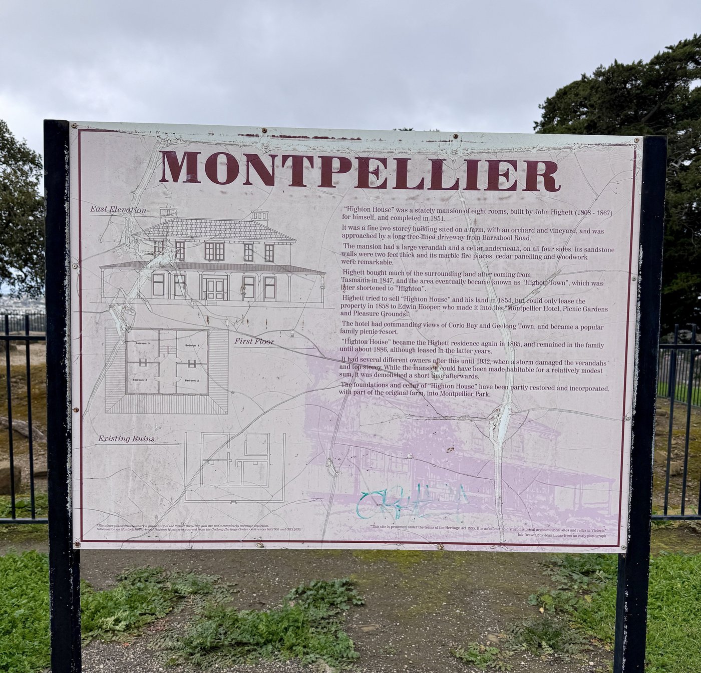 Historical information sign about Montpellier estate and Highton House