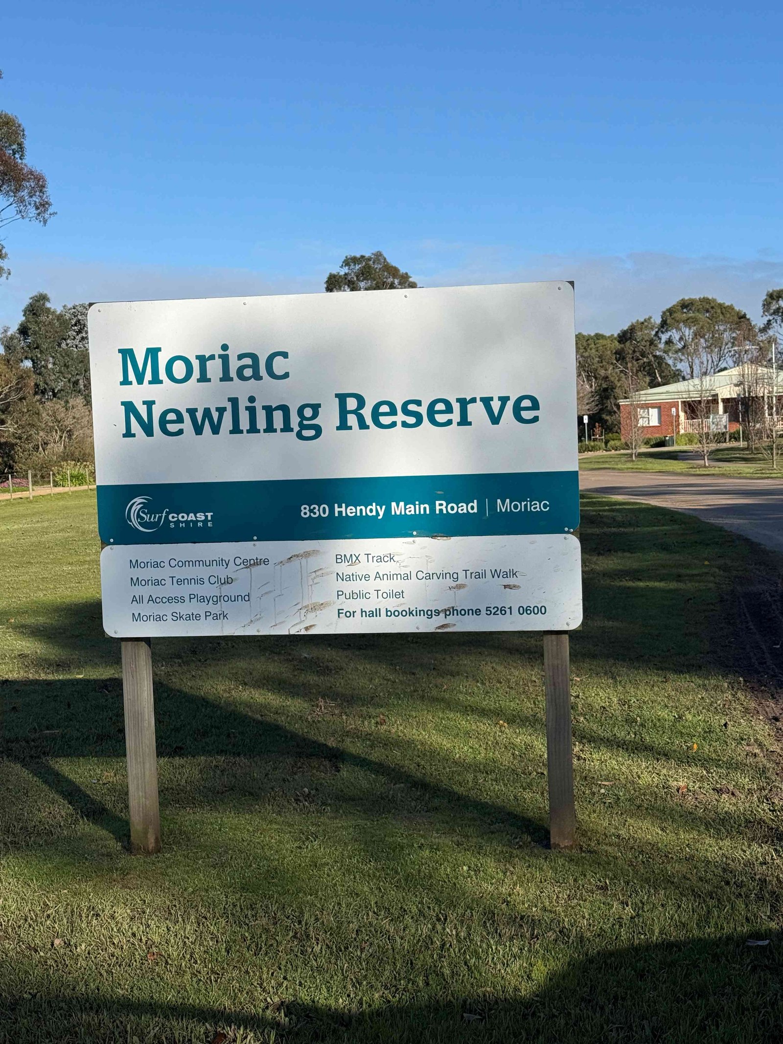 Council signage for Moriac Newling Reserve