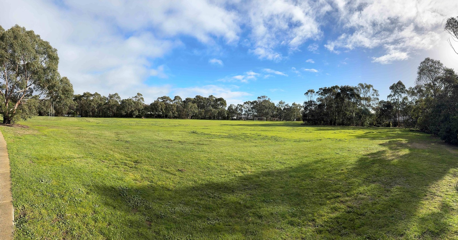 Panoramic view of the open space at Moriac Newling Reserve