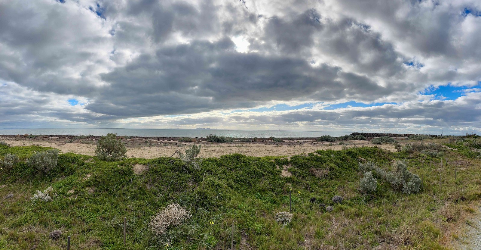 Panoramic view of the dunes and entrance to Ramblers Beach, Portarlington