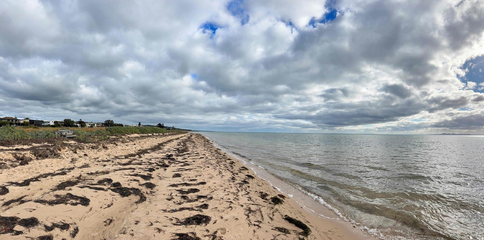 Panoramic view facing west along Ramblers Beach, Portarlington
