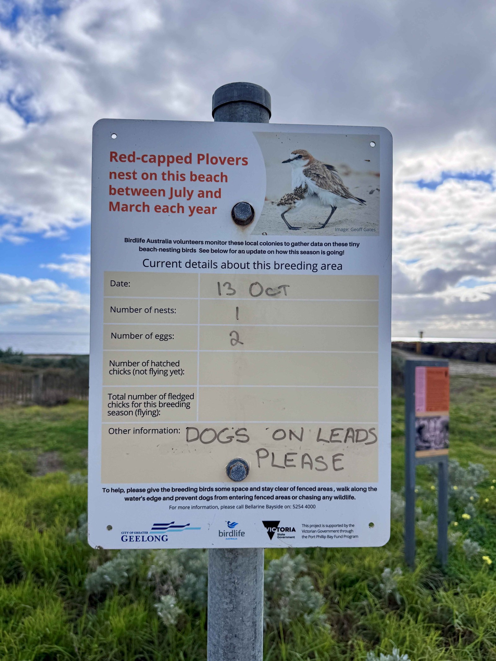Red-capped Plovers nesting season signage at Ramblers Beach