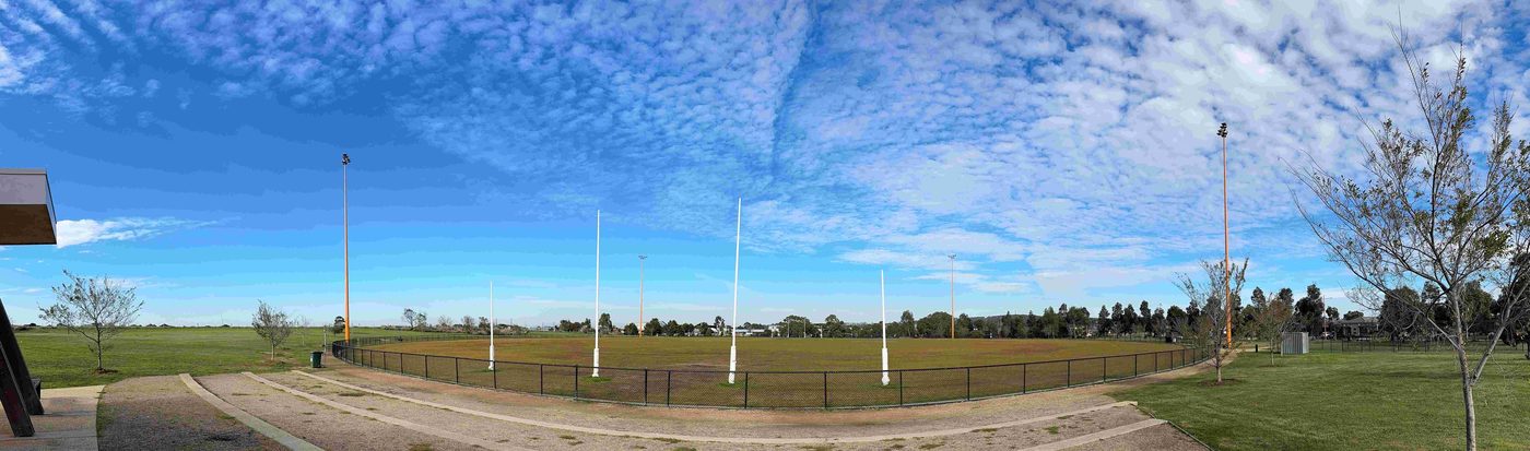 Panoramic view across the Sovereign Drive Reserve oval