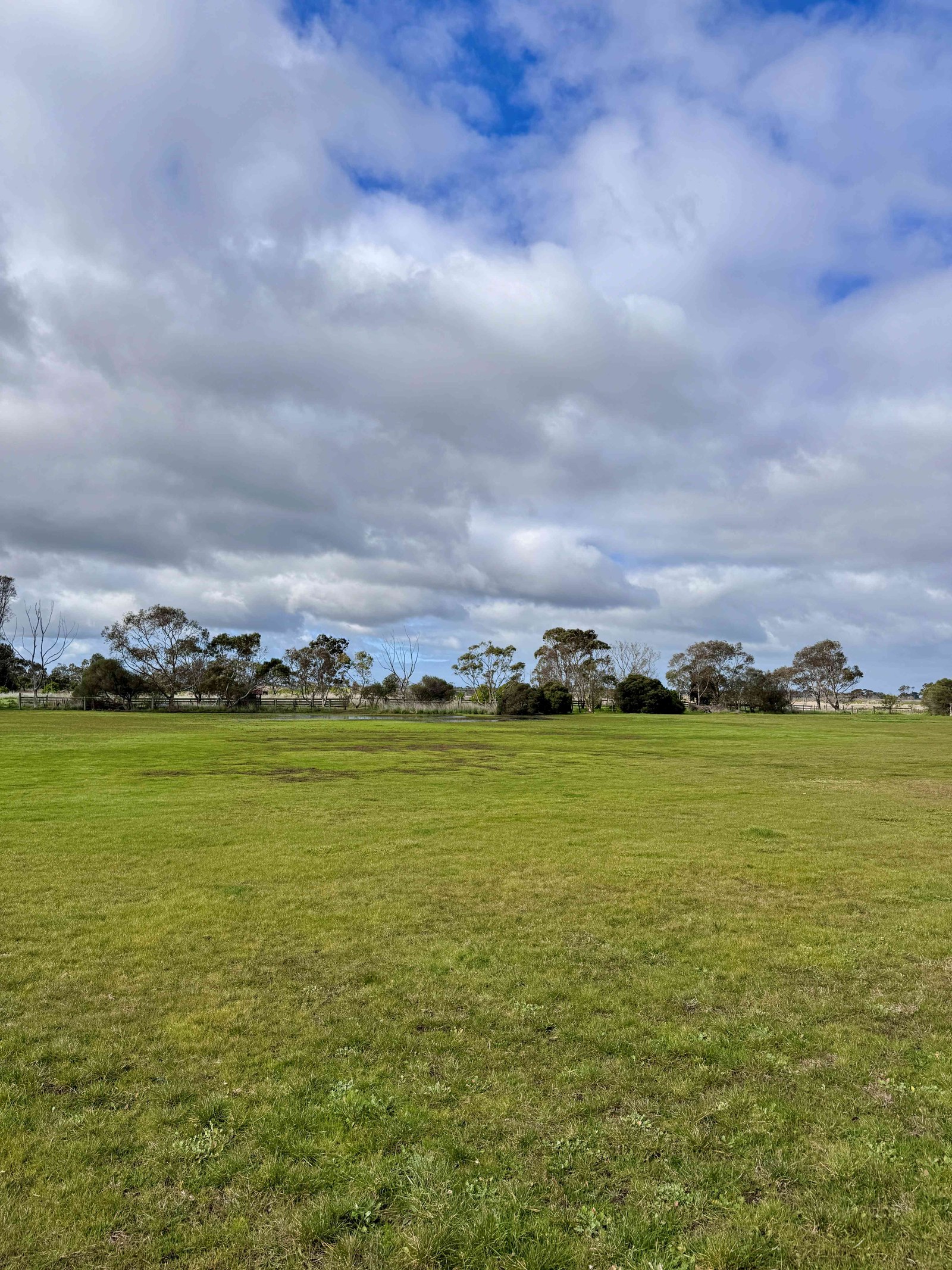 Open grass area looking east at Woolscour Lane, Marshall